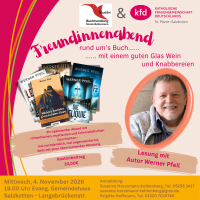 kfd Freundinnenabend rund ums Buch mit Autorenlesung am 4.11.2026
