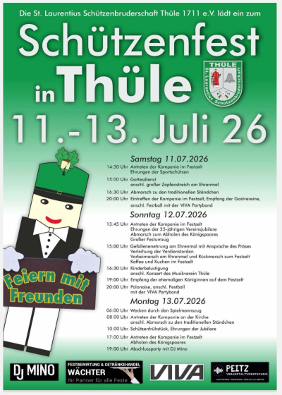 Änderung Messzeit aufgrund Schützenfest