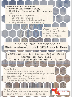 Infoabend zur internationalen Ministrantenwallfahrt nach Rom