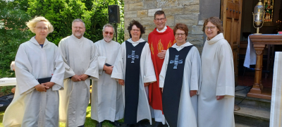 v.L. Annette Breische, Markus Kamin, Klaus Harnischmacher, Marlies Sandbothe, Pfr. Martin Beisler, Heidemarie Hellwig, Nadine Grewe