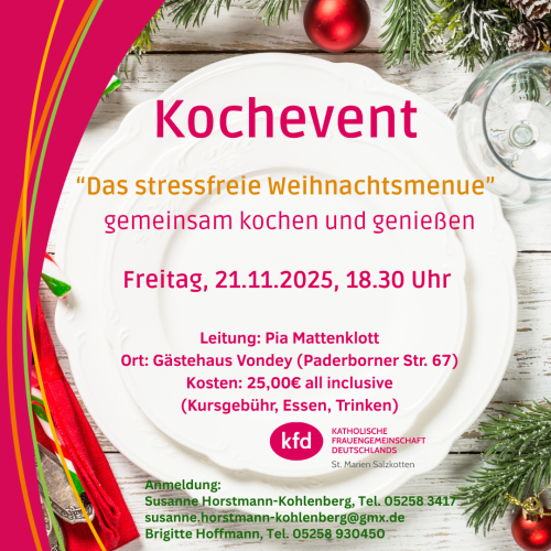 kfd Kochevent "Das stressfreie Weihnachtsmenue“