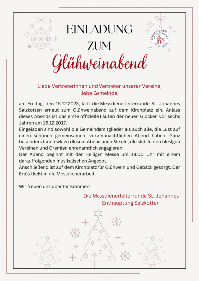 Einladung zum Glühweinabend 2023