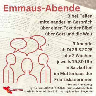 Emmaus-Bibel-Abende im Pastoralverbund
