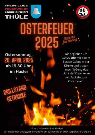 Osterfeuer in Thüle